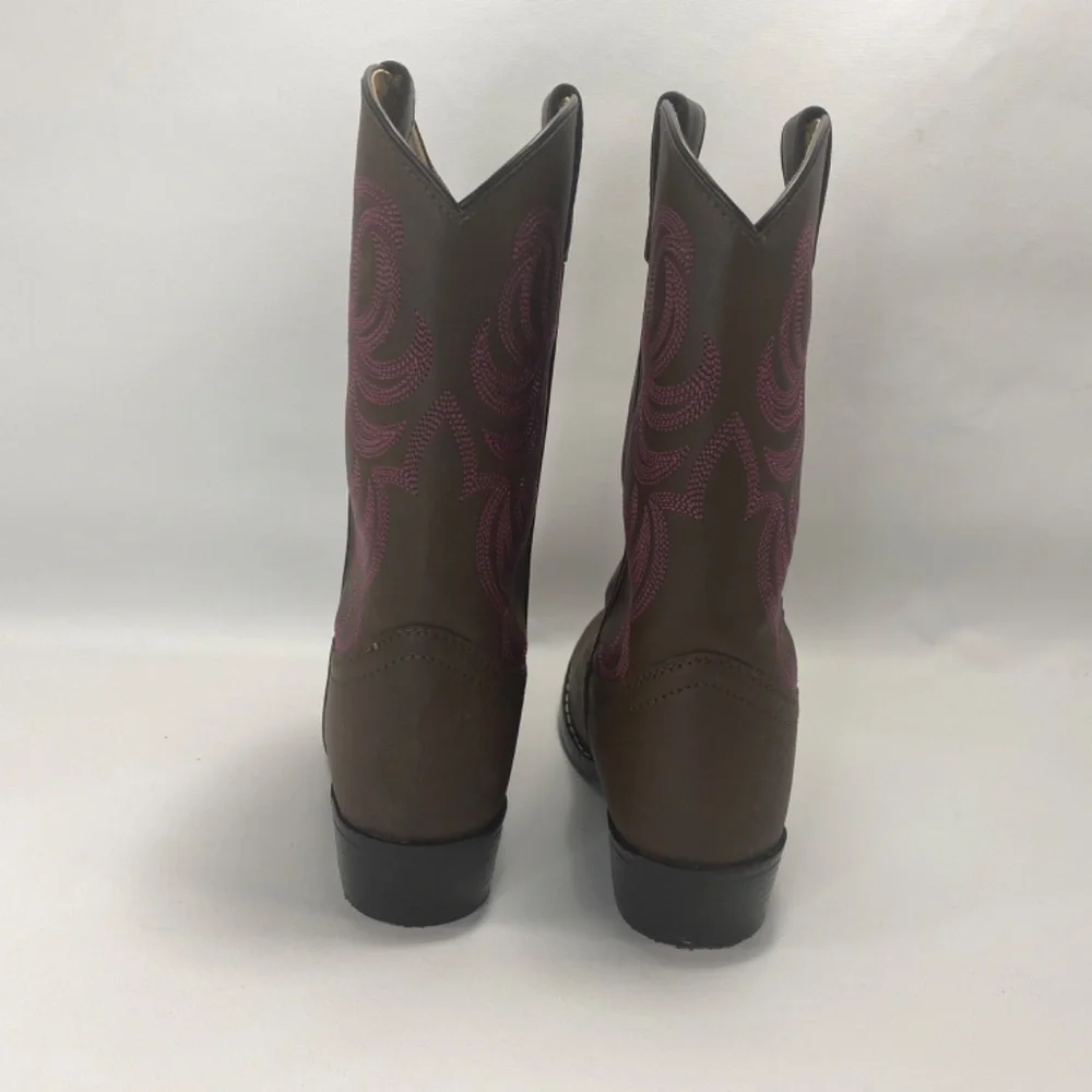 Smoky Mountain Youths 4.5 Monterey Western Cowboy Boots Faux Leather Brown/Pink